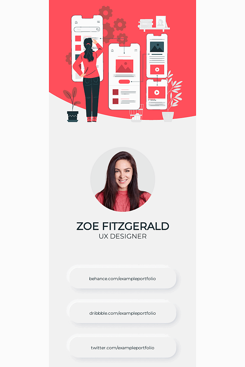 Template Link in bio page for a ux designer