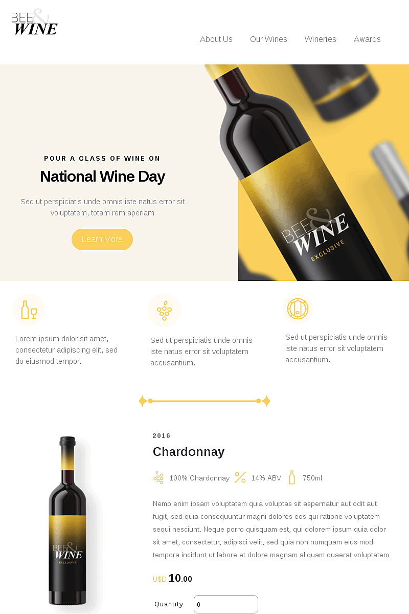 Landing page template National wine day promotion
