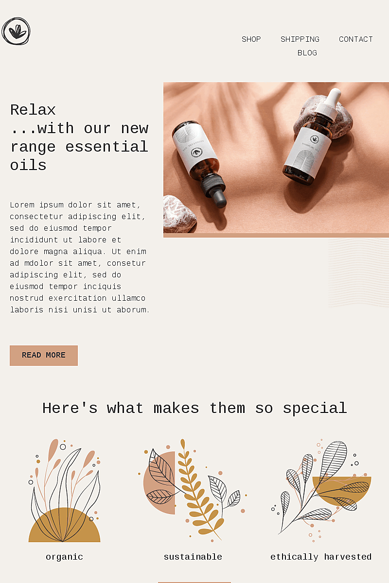 Template di landing page New essential oils health and beauty shop