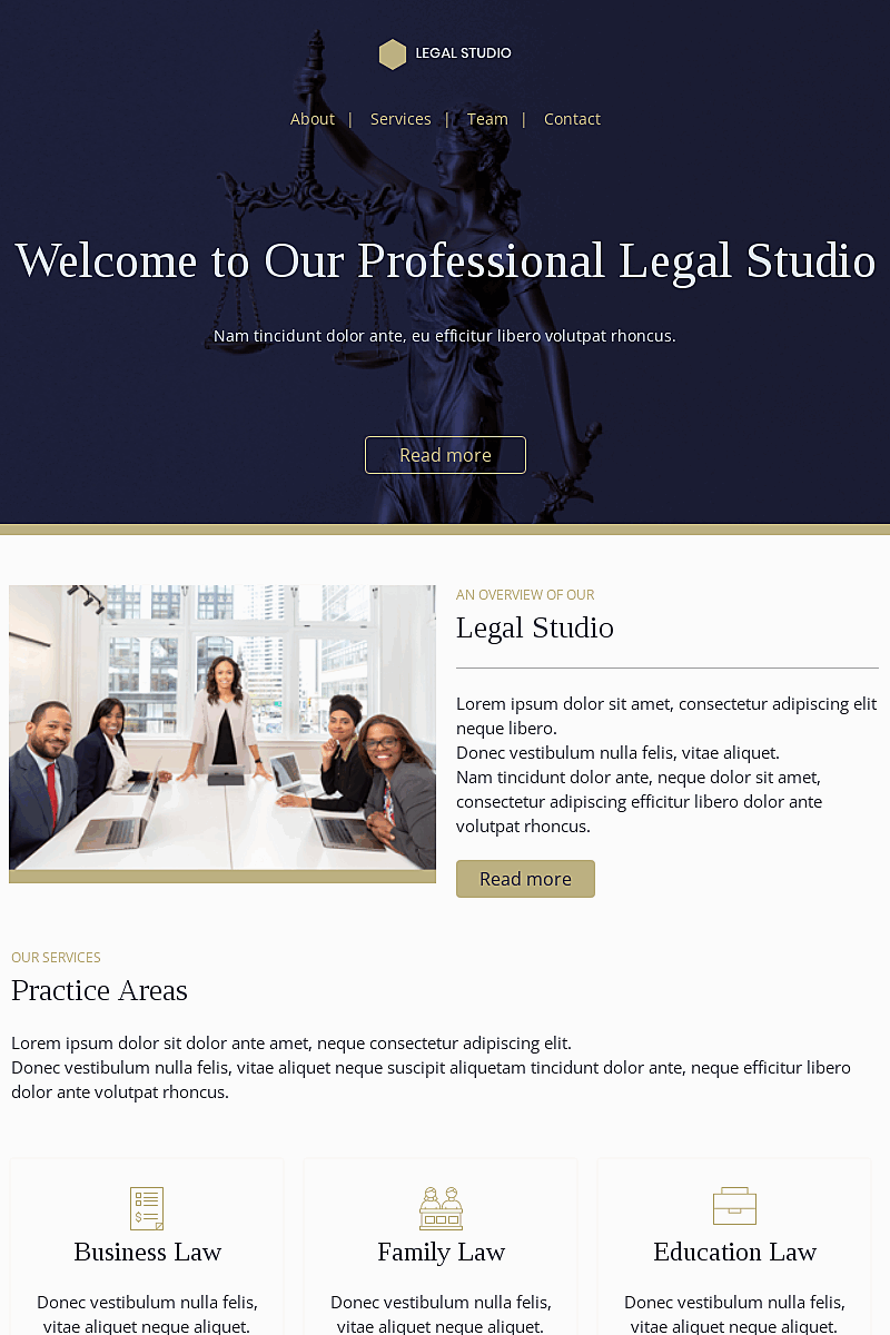 Landing page template Professional legal studio