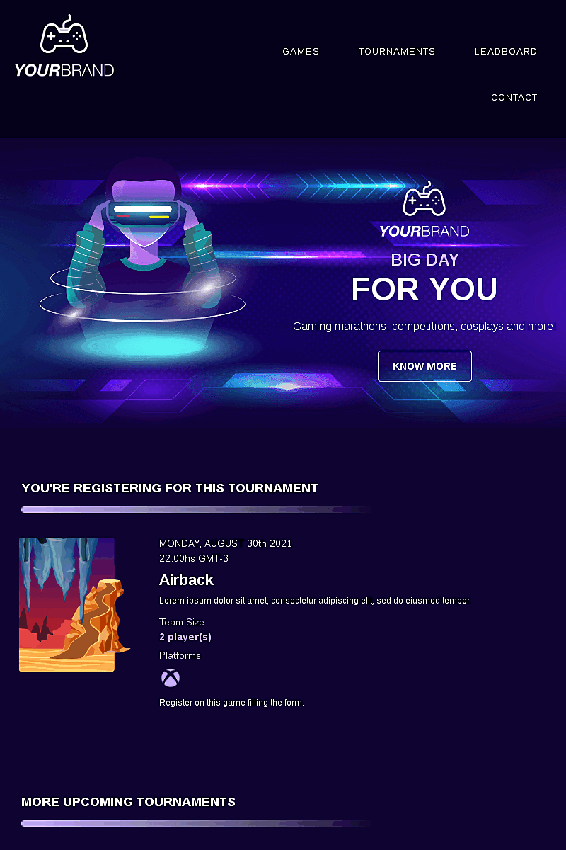 Template Big video game day 2