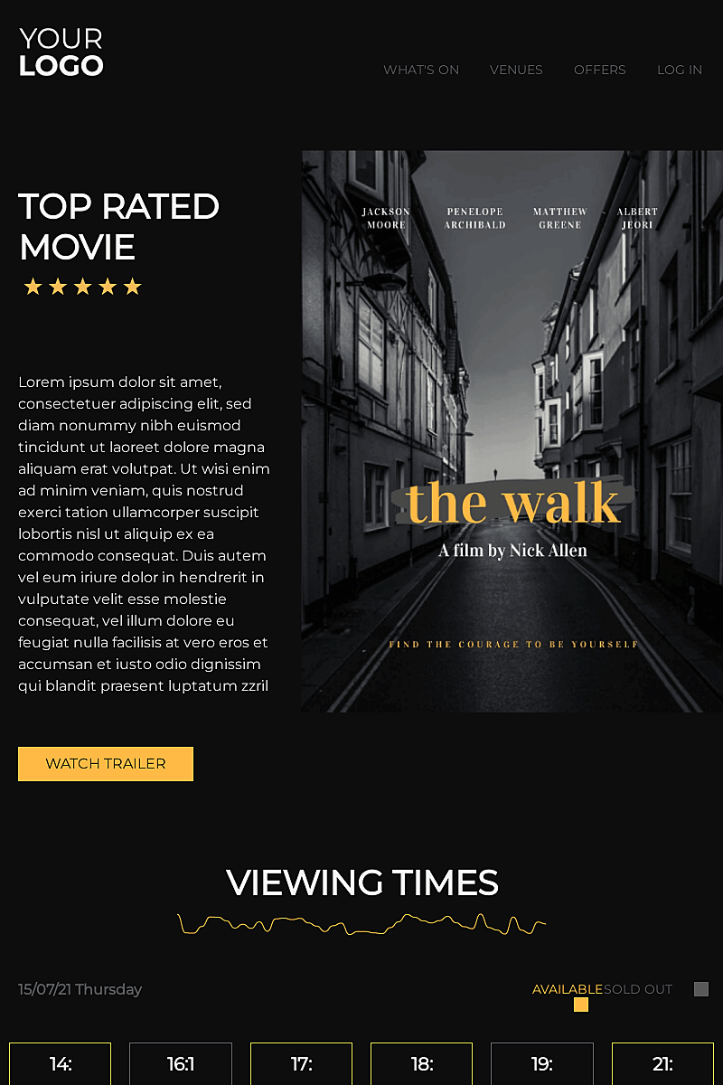 Template Cinema spotlight page