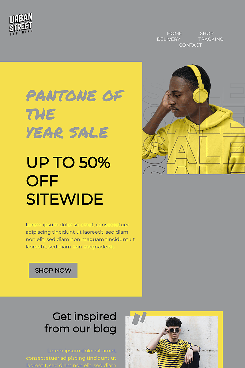 Template Pantone of the year sale page