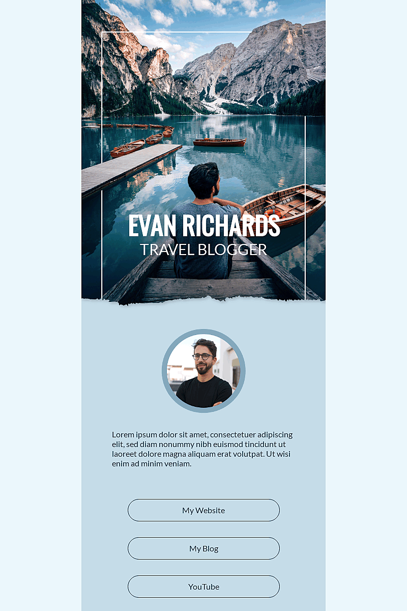 Template Travel link in bio page