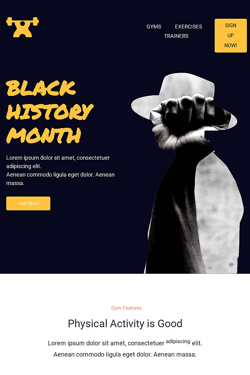 Template Black history month special exercise plan page