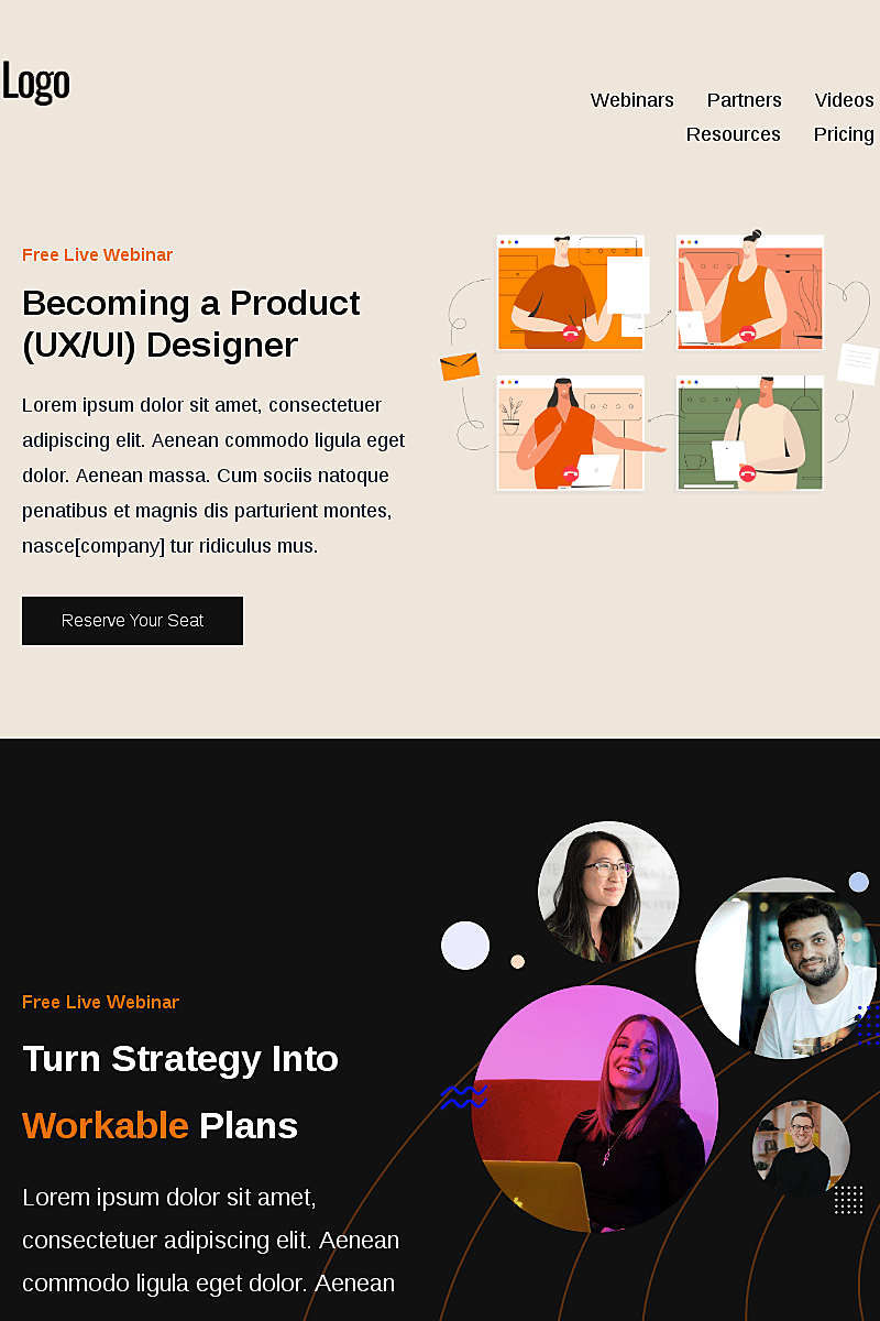 Landing page template This months webinar