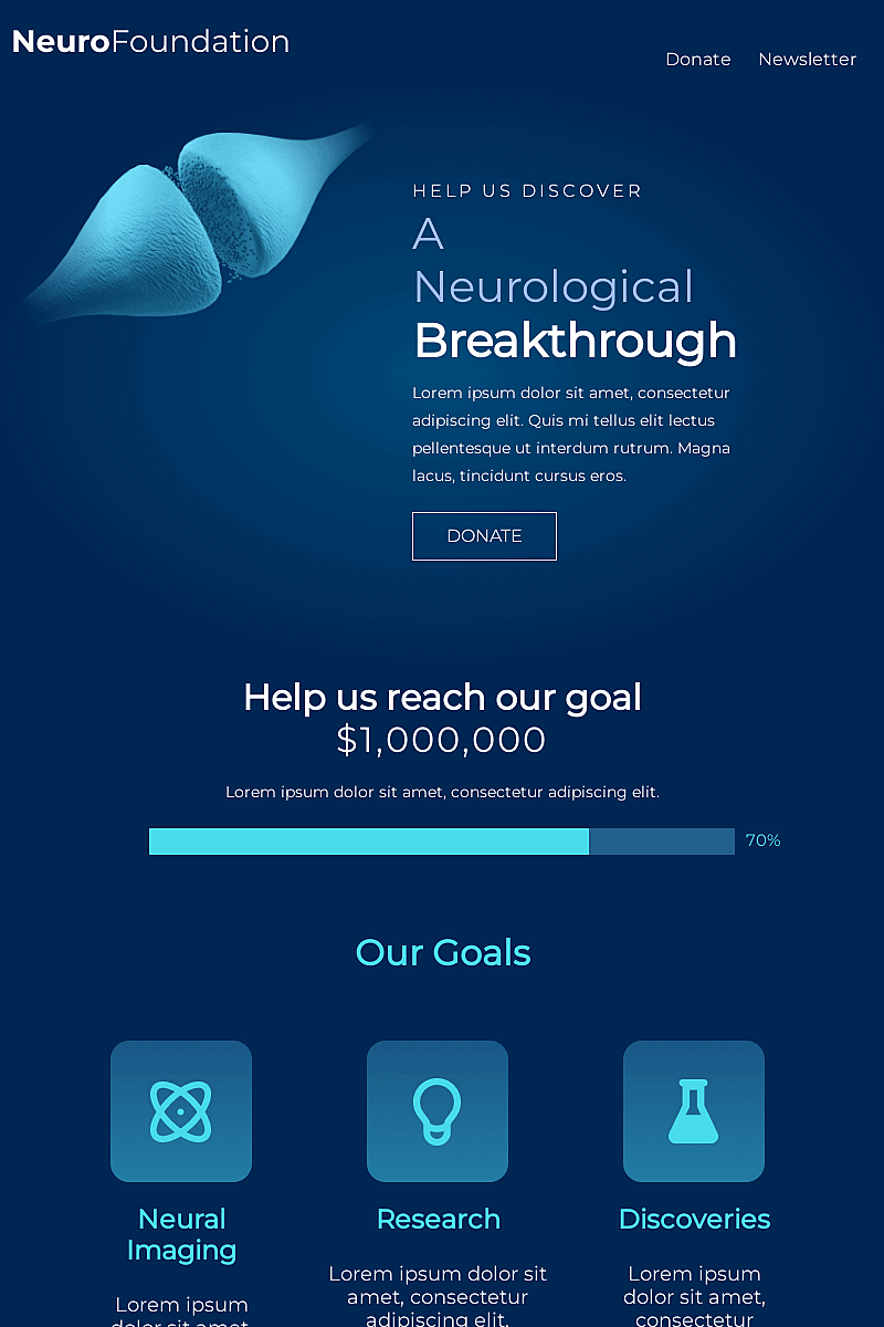 Template Science foundation fundraiser landing page