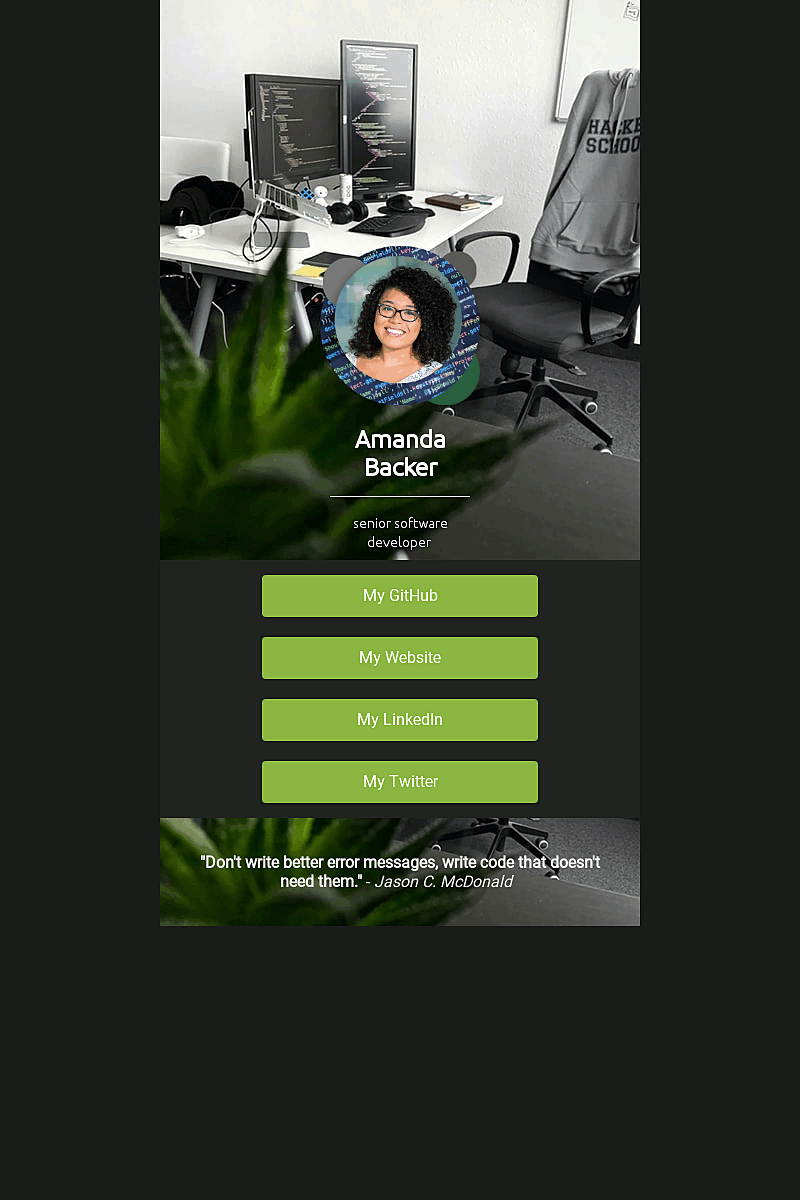 Plantilla Developers instagram link in bio