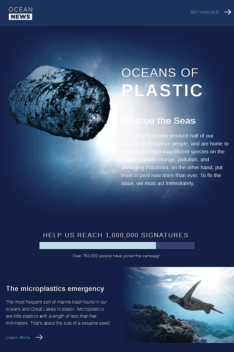 Template World ocean day landing page