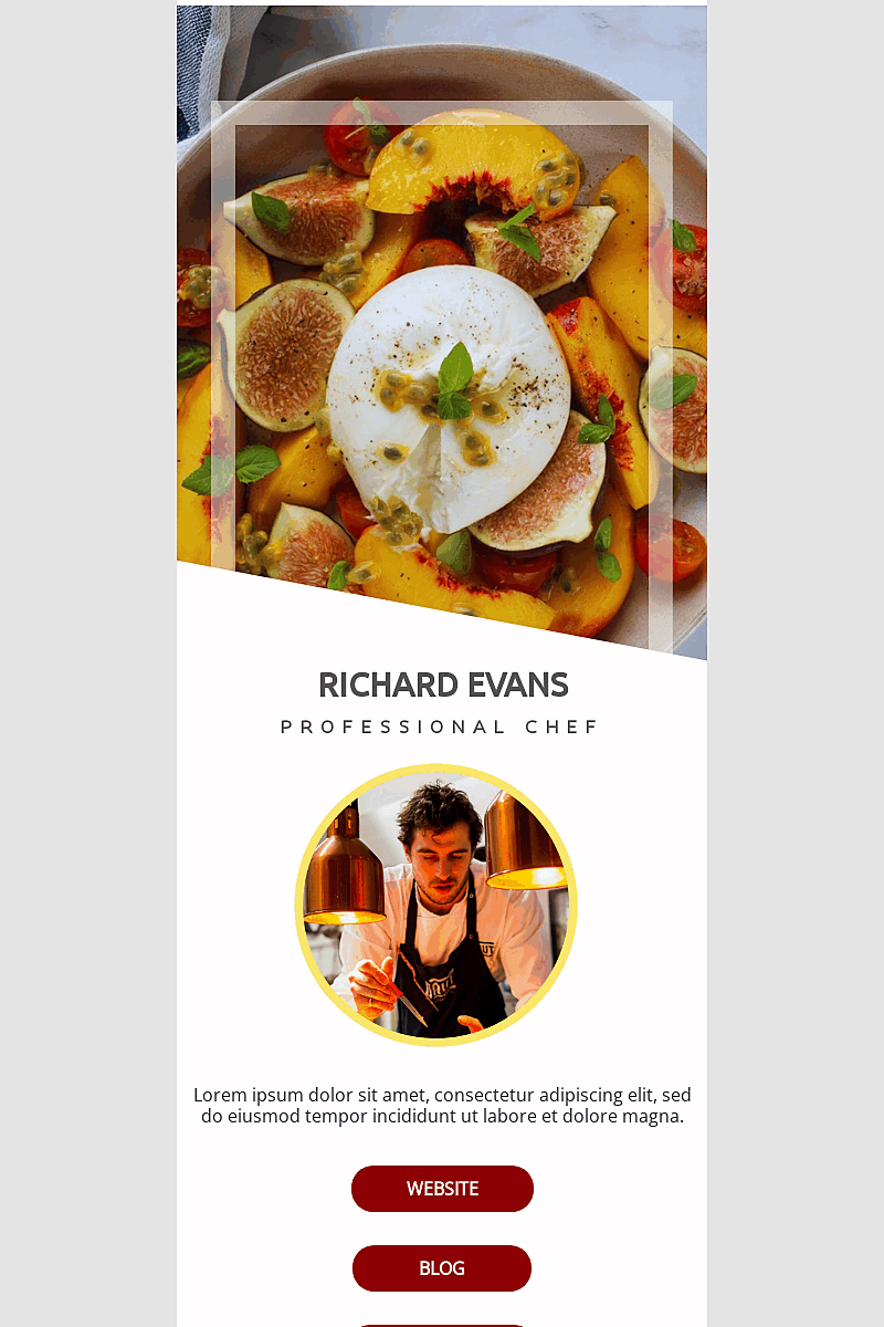 Template Instagram link in bio for a chef