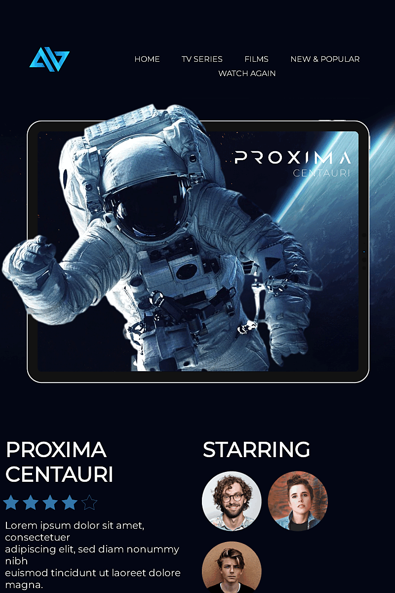 Template di landing page Know your user tv series