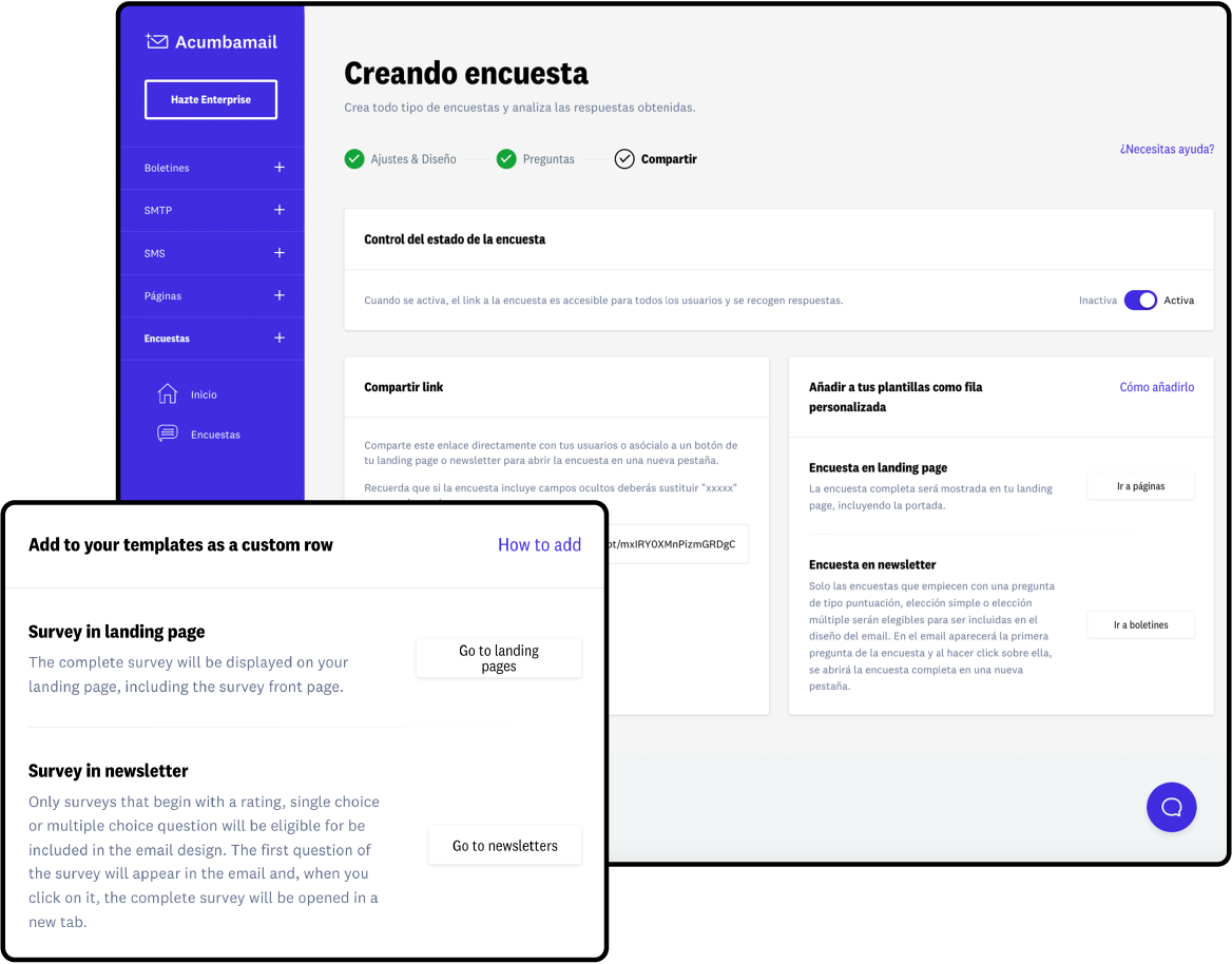 Añádela a una campaña de email, una landing page o comparte en link en tus redes sociales